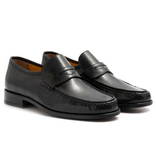 Men's tubular moccasin by Calpierre in black soft leather