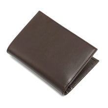 Vertical book wallet in soft dark brown leather