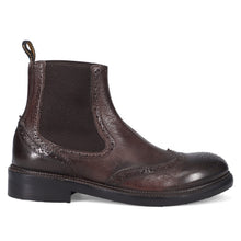 JP David dark brown antiqued leather brogue ankle boot