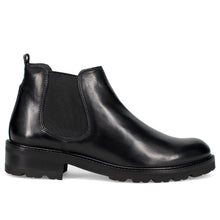 Lorenzo Masiero black nappa ankle boot with elastic inserts