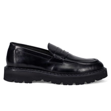Black leather loafer