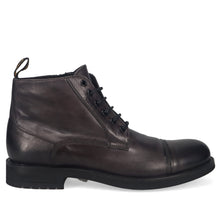 Men's lace-up ankle boot jp david in soft charcoal grey leather