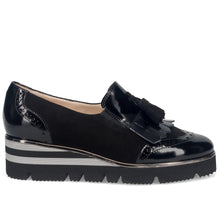 Women's black Sangiorgio slip-on shoe with fringe and tassels