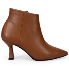 Women's ankle boot Sangiorgio in soft leather in leather color with medium heel