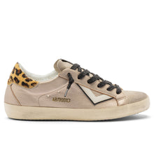 Women's sneakers 4B12 in rose gold laminated leather and spotted pony hair
