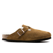 Women's Birkenstock Boston Shearling Mink clogs in suede and lamb fur