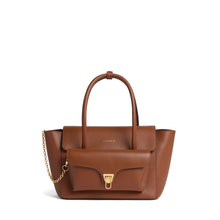 Coccinelle Double Beat medium bag in cognac leather with removable front pocket