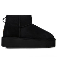 Women's EMU Stinger Micro Flatform ankle boots in black shearling