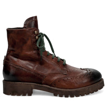JP David men's lace-up ankle boot in vintage brown leather