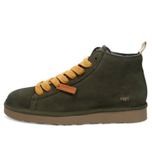 Men's ankle boots Panchic P001 in green suede with faux fur lining
