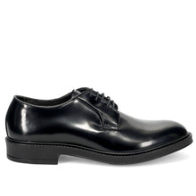 Men's Pawelk's derby shoe in brushed black leather with rubber sole