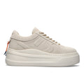 BARRACUDA: Women's Mary Lou slip-on platform sneakers in soft ivory marble suede