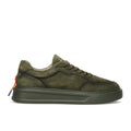 BARRACUDA: Men's Phoenix slip-on sneakers in military green airbrushed suede