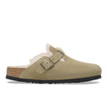 BIRKENSTOCK: Women's Boston sabot in beige suede with lambswool lining