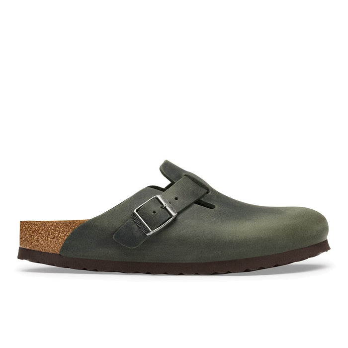 BIRKENSTOCK: Women's Boston mule in thyme green oiled leather