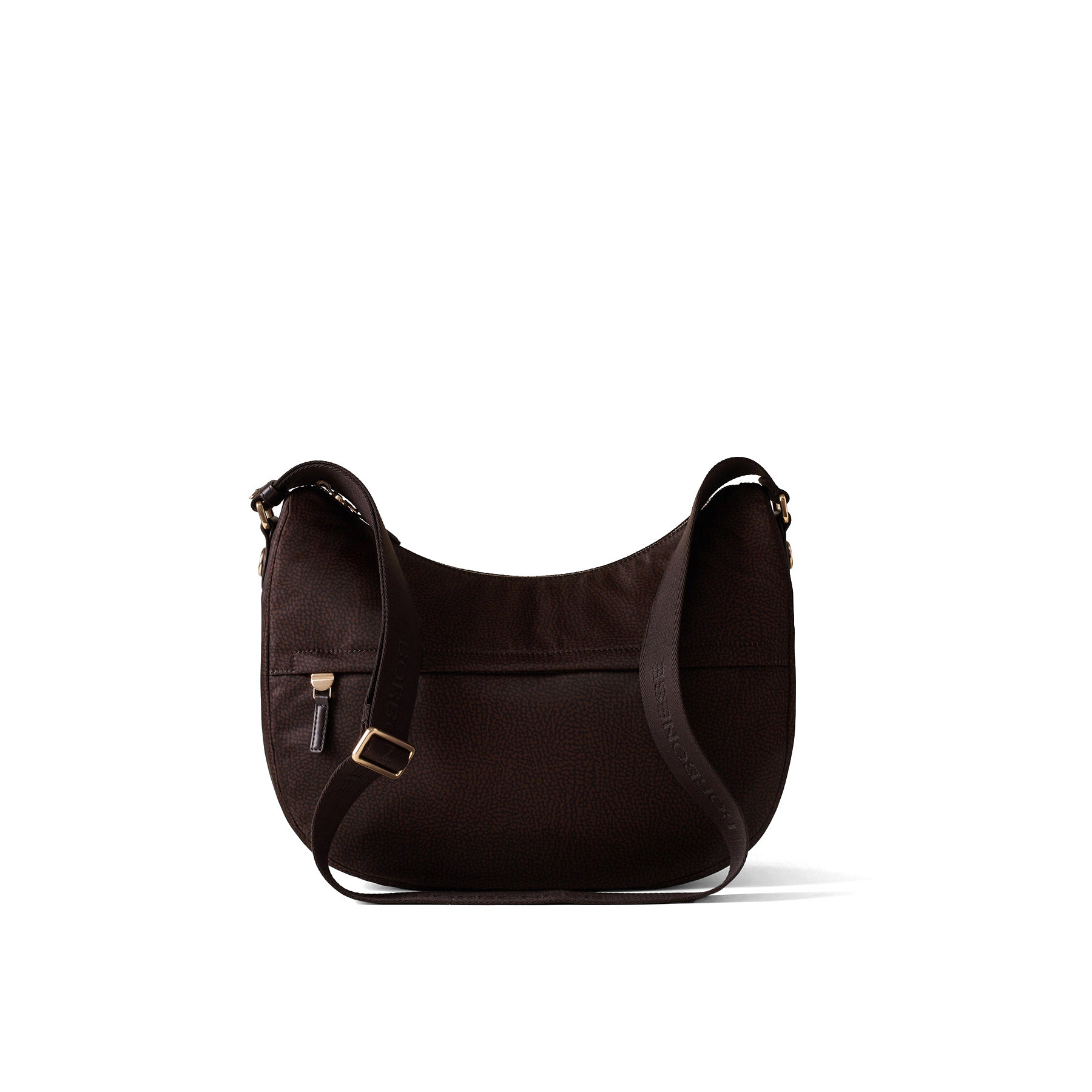 BORBONESE: Medium shoulder bag B-Club Luna Bag in recycled Op fabric, chocolate brown