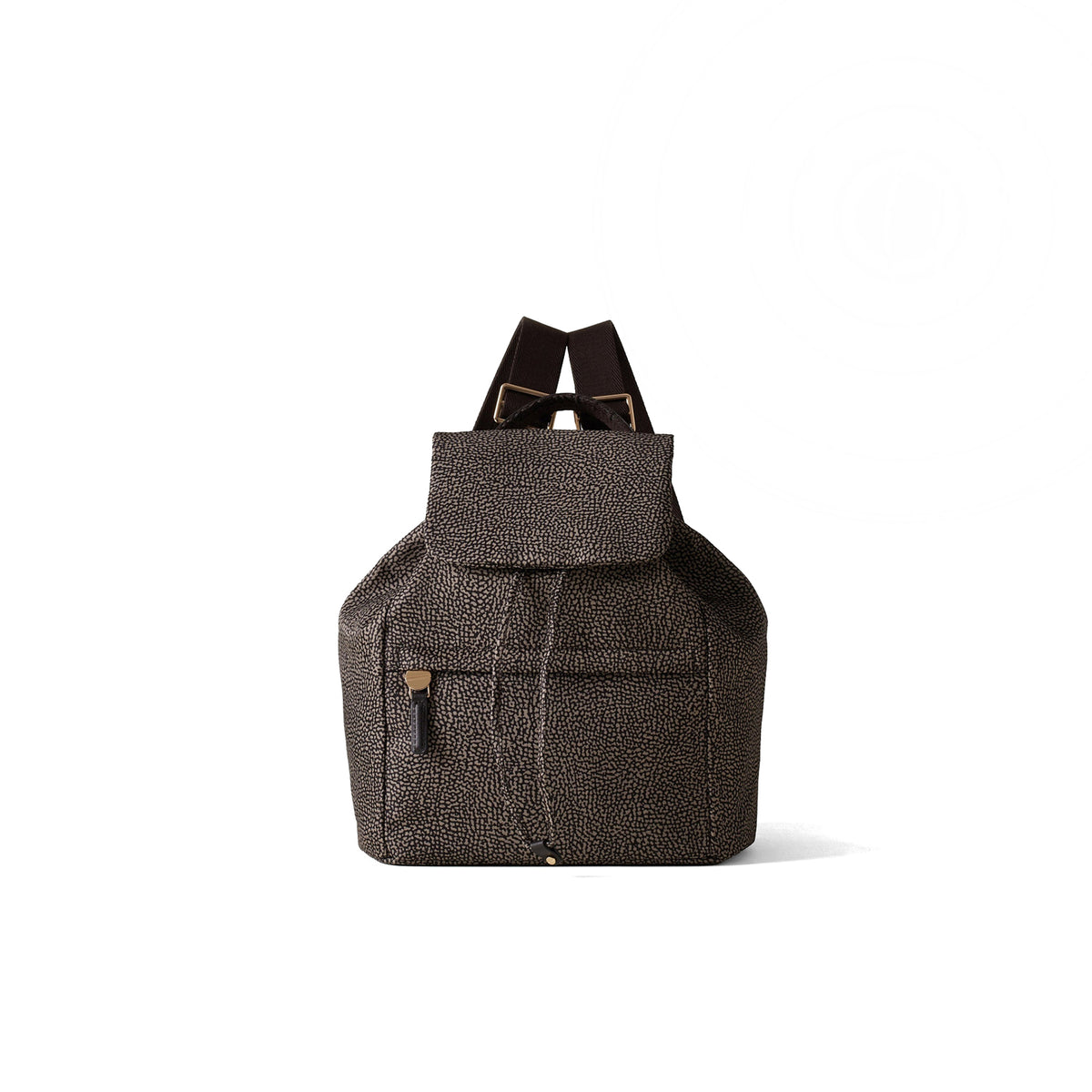 BORBONESE: Medium-sized women's B-Club backpack in Op print fabric, tar grey color