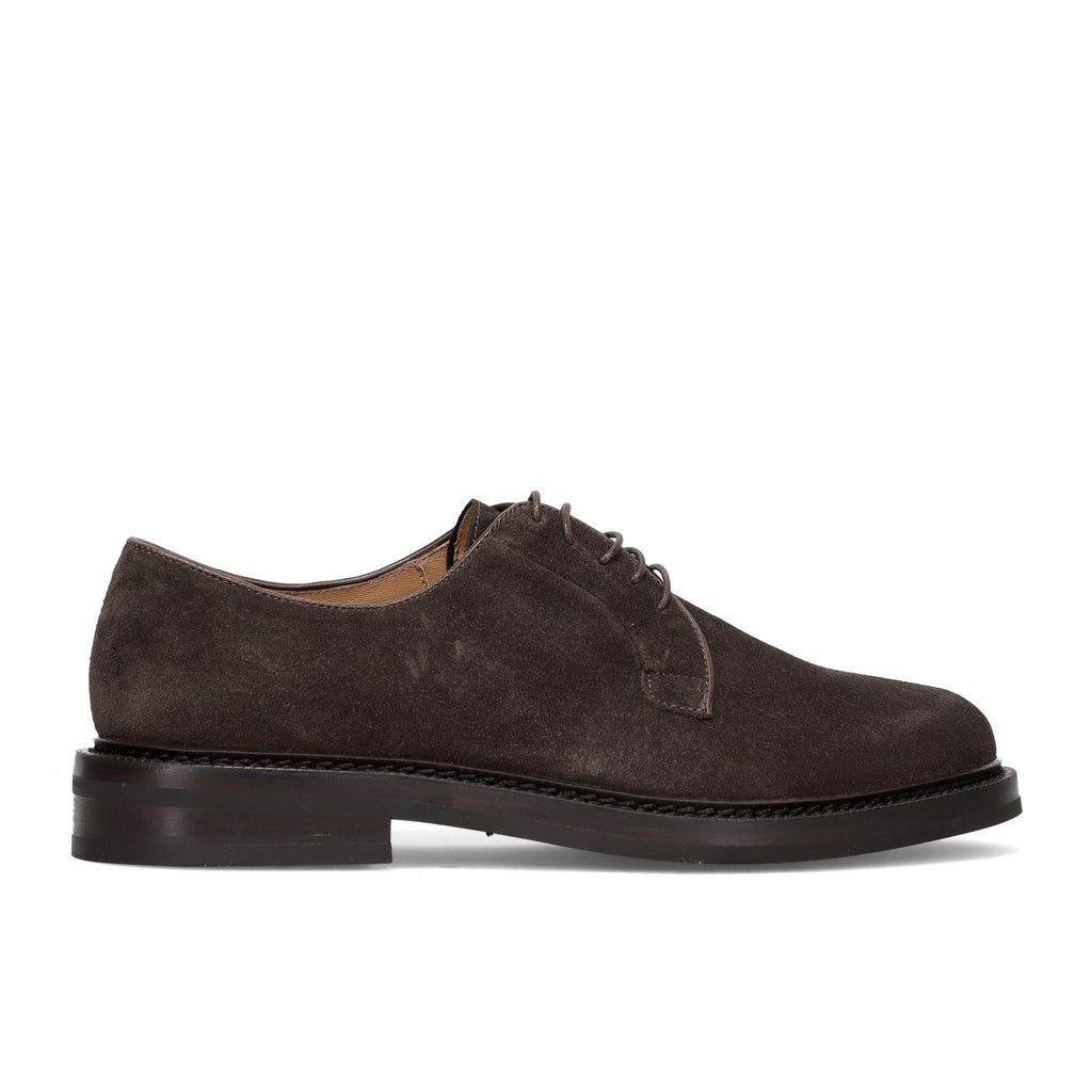 BOTTI: Men's derby lace-up shoe in dark brown water-repellent suede
