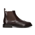 BOTTI: Men's ankle boot in ebony brown leather with a "swallowtail" profile and side elastic gussets