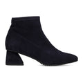 BRUNATE: Refined women's ankle boot in water-repellent blue stretch suede with a comfortable heel