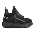 BUFFALO: Women's black vegan platform sneakers CLD Chai with white lettering