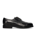 CALPIERRE: Men's black soft leather lace-up derby shoes with removable insole and toe cap