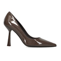 CHANTAL: Elegant grey patent leather pumps with a high spool heel