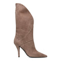 CHANTAL: Elegant beige suede ankle boot with high heel