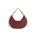 COCCINELLE: Large shoulder bag for women, Thess, in burgundy suede leather