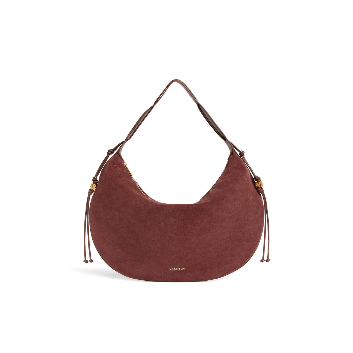 COCCINELLE: Large shoulder bag for women, Thess, in burgundy suede leather