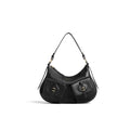 COCCINELLE: Women's medium shoulder bag Mavery Pocket in black hammered leather