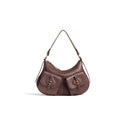 COCCINELLE: Women's medium shoulder bag Mavery Pocket in burgundy hammered leather