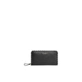 COCCINELLE: zip-around wallet Leather lace in black hammered leather