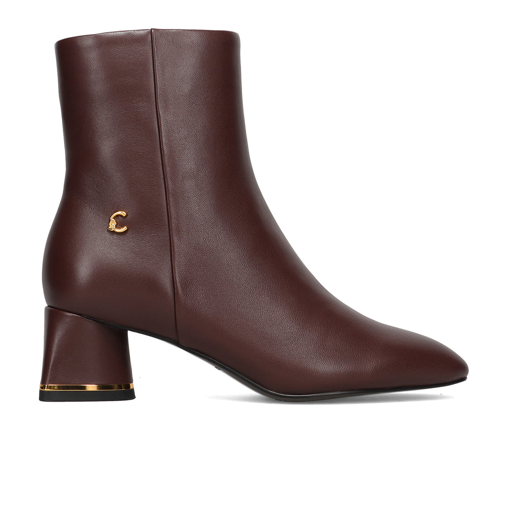 COCCINELLE: Women's C-Everyday ankle boot in burgundy leather with a comfortable heel