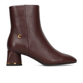 COCCINELLE: Women's C-Everyday ankle boot in burgundy leather with a comfortable heel
