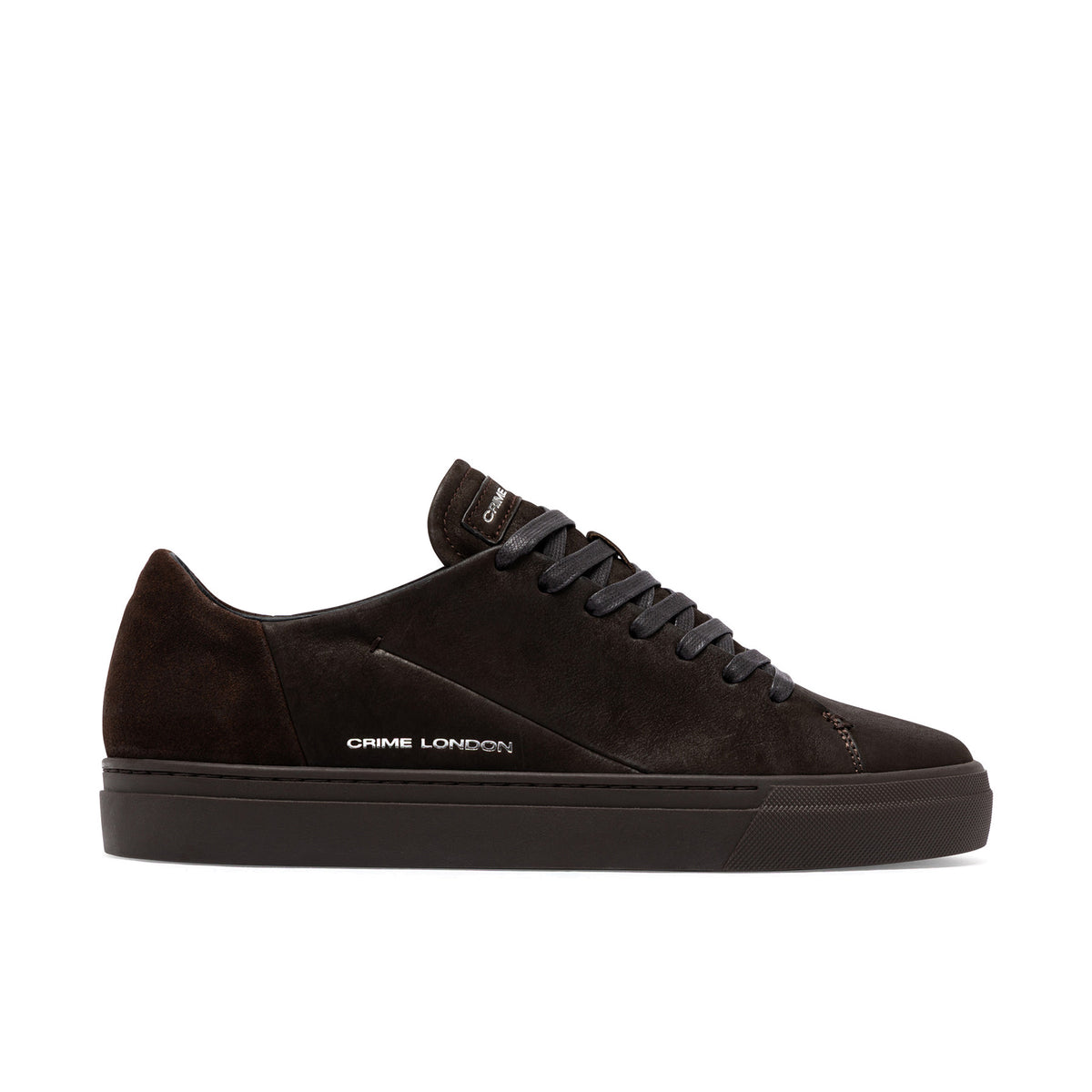 Crime London: Amuse men's sneakers in dark brown water-repellent vintage nabuk