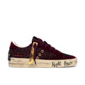 Crime London: Skate women's sneakers in burgundy suede and glitter