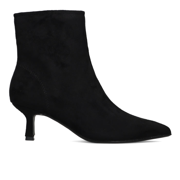 CRISTIN: Susan women's ankle boot in black eco-suede with spool heel