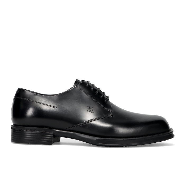 FABI: Elegant men's derby shoe in black brushed leather