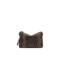 Gianni Chiarini: Medium Nora Pouch clutch in brown python print leather