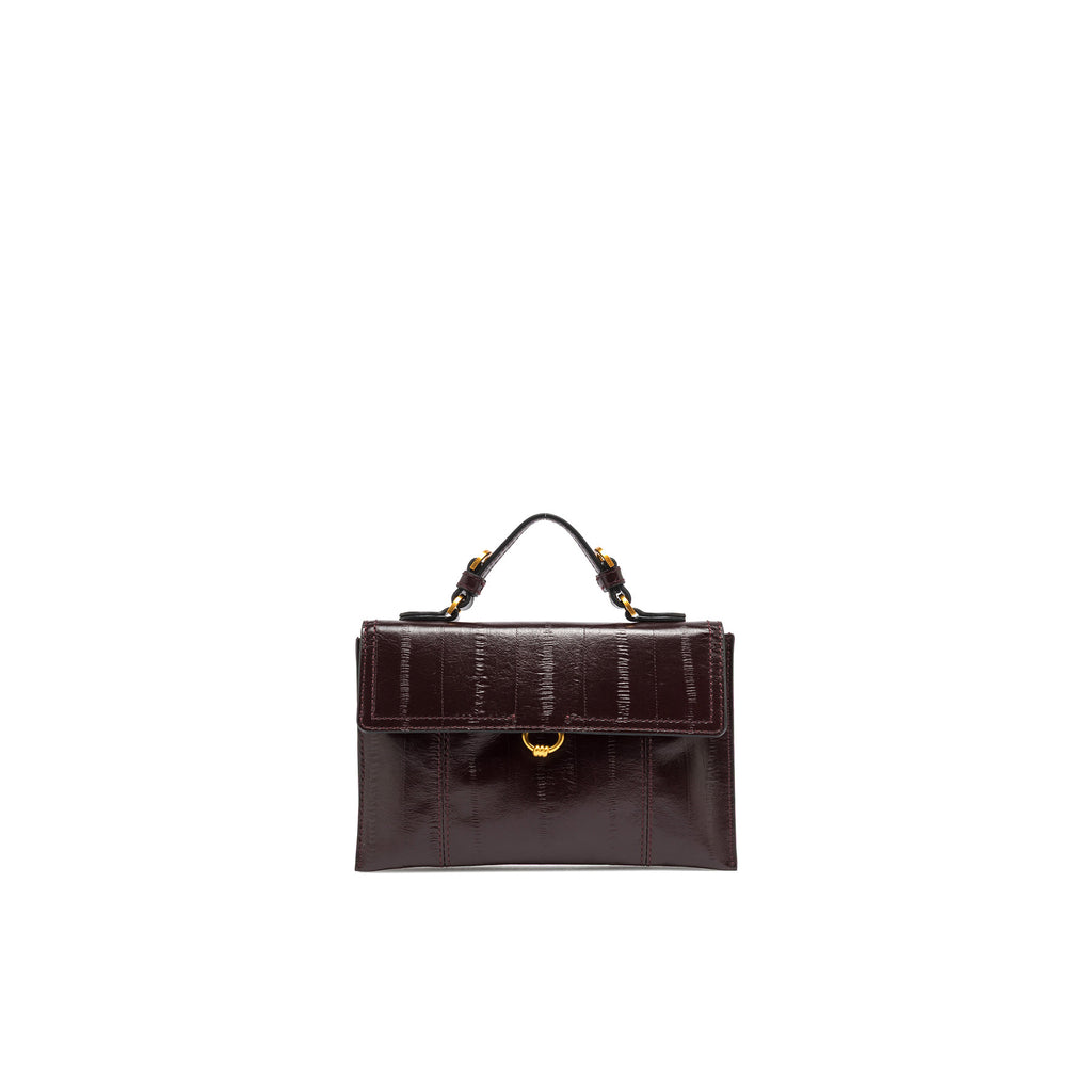 Gianni Chiarini: Small Vicky bag in bordeaux eel-print leather