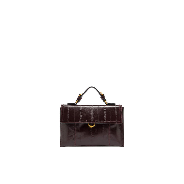 Gianni Chiarini: Small Vicky bag in bordeaux eel-print leather