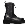 History541: Women's ankle boot in soft black leather with front zip and super lightweight high sole