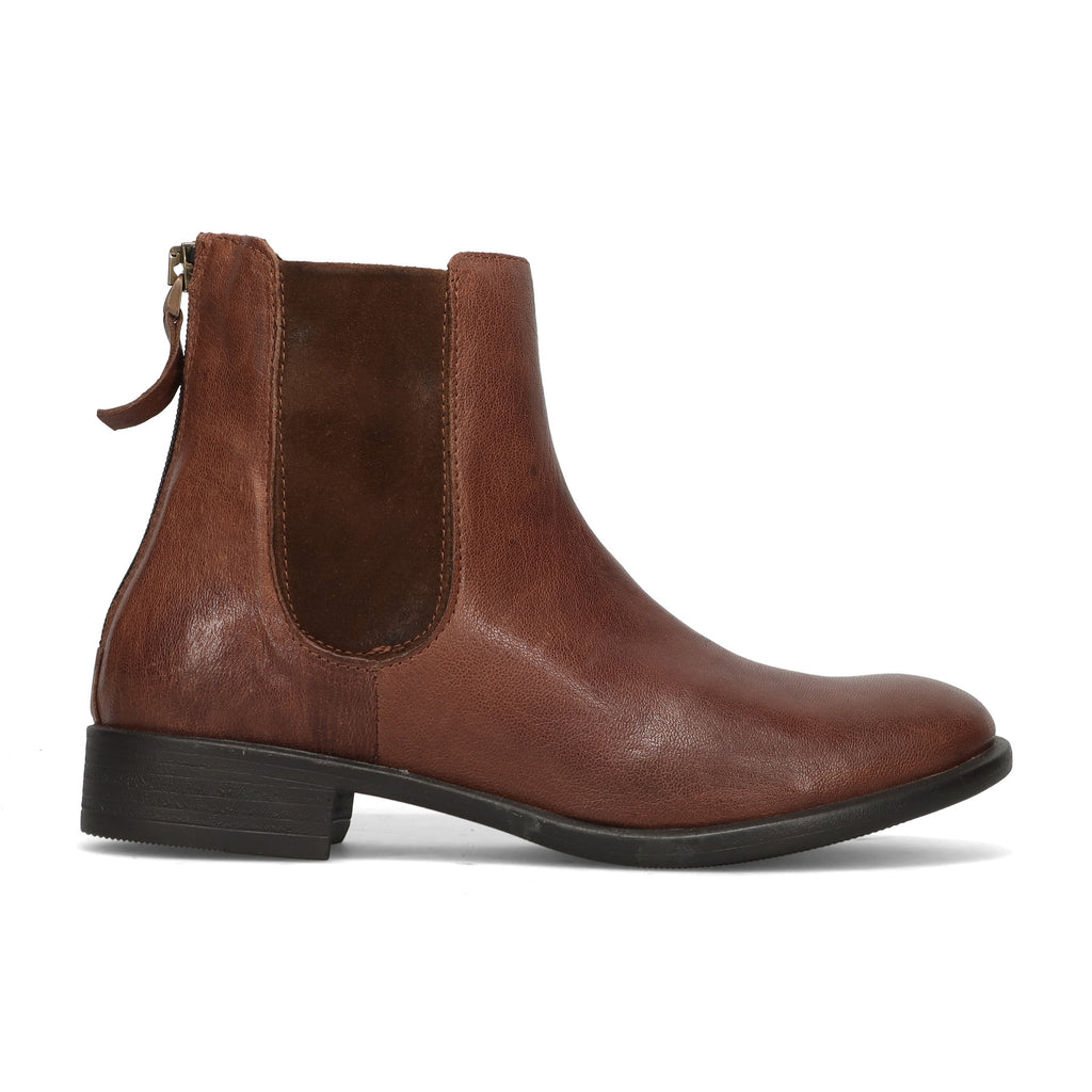 History541: Women's ankle boot in soft vintage leather and brown suede with back zip