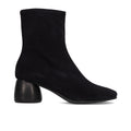 History541: Women's ankle boot in dark blue suede with cylindrical heel and wide toe