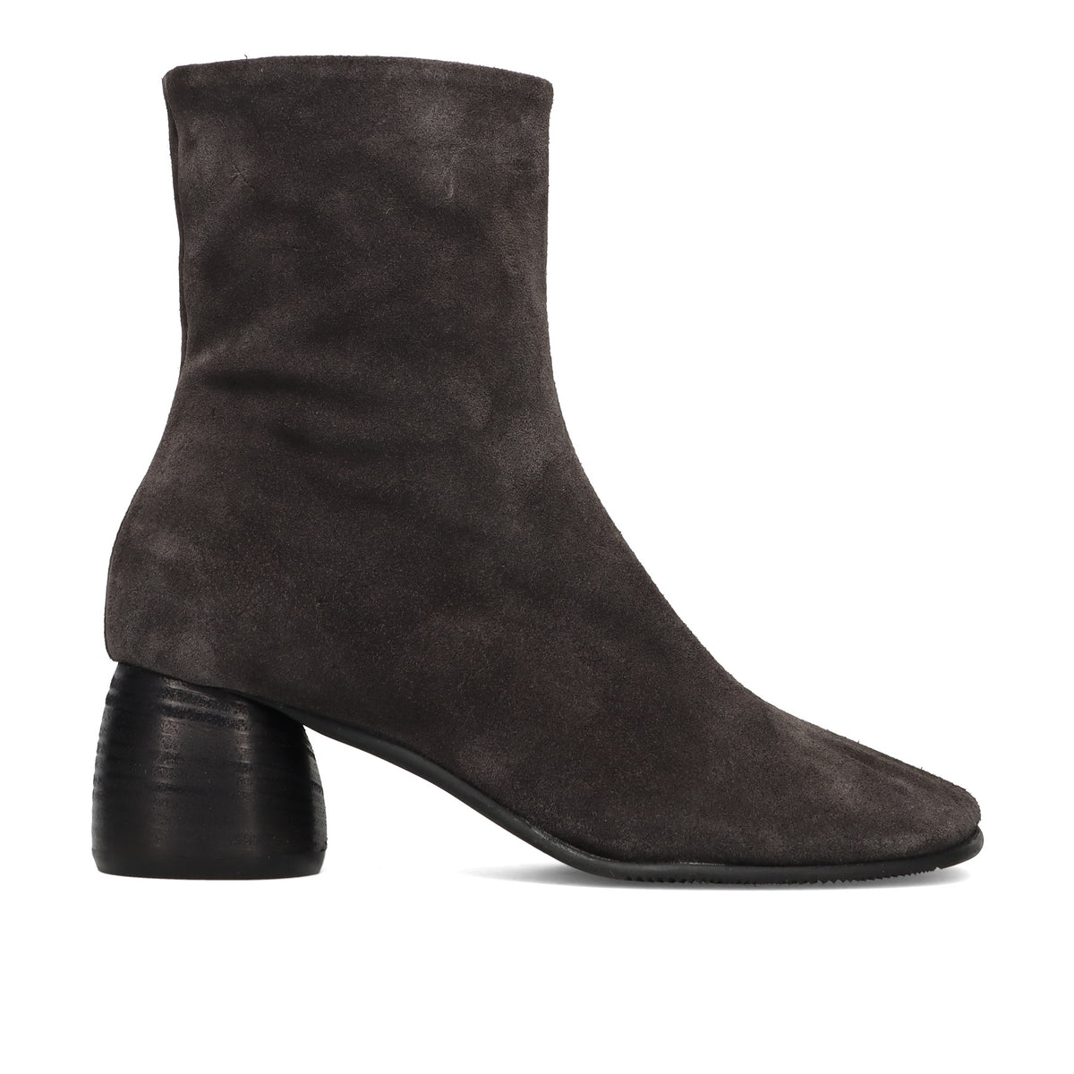 History541: Women's ankle boot in grey suede with cylindrical heel and wide toe