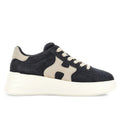 Hogan: Women's Rebel sneakers in water-repellent blue suede and ivory nabuck