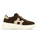 Hogan: Rebel women's sneakers in water-repellent brown suede and beige nubuck