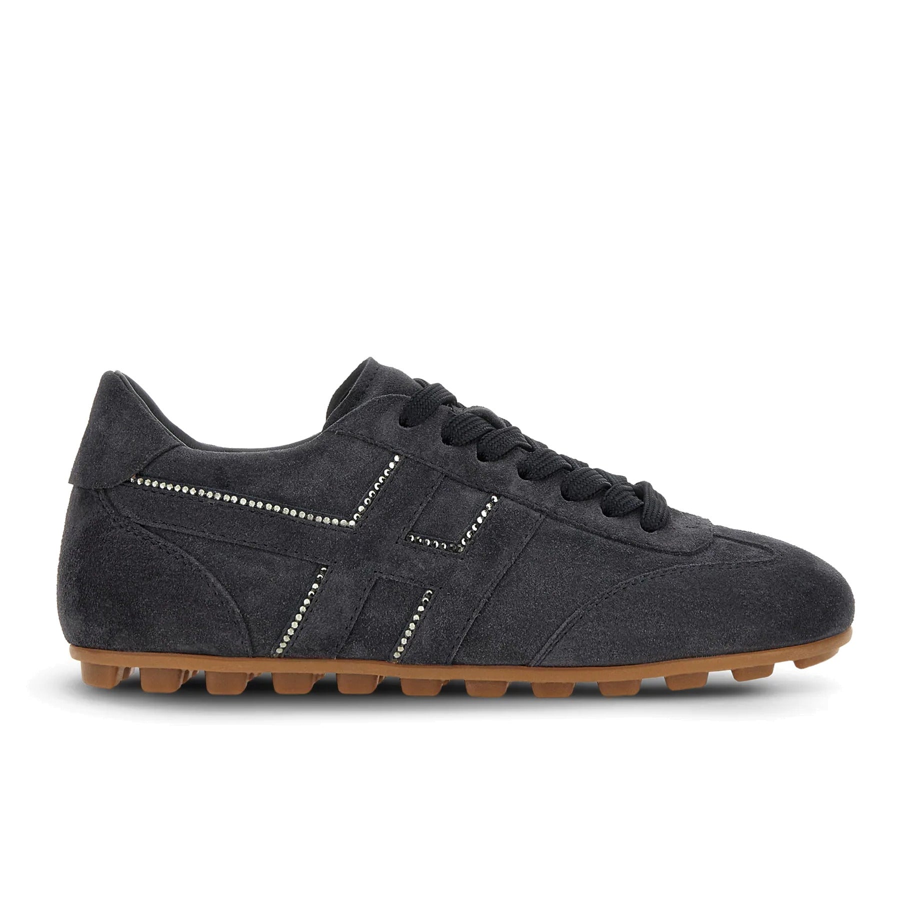 Hogan: Women's Olympia sneakers in water-repellent blue suede with strass-embellished side H