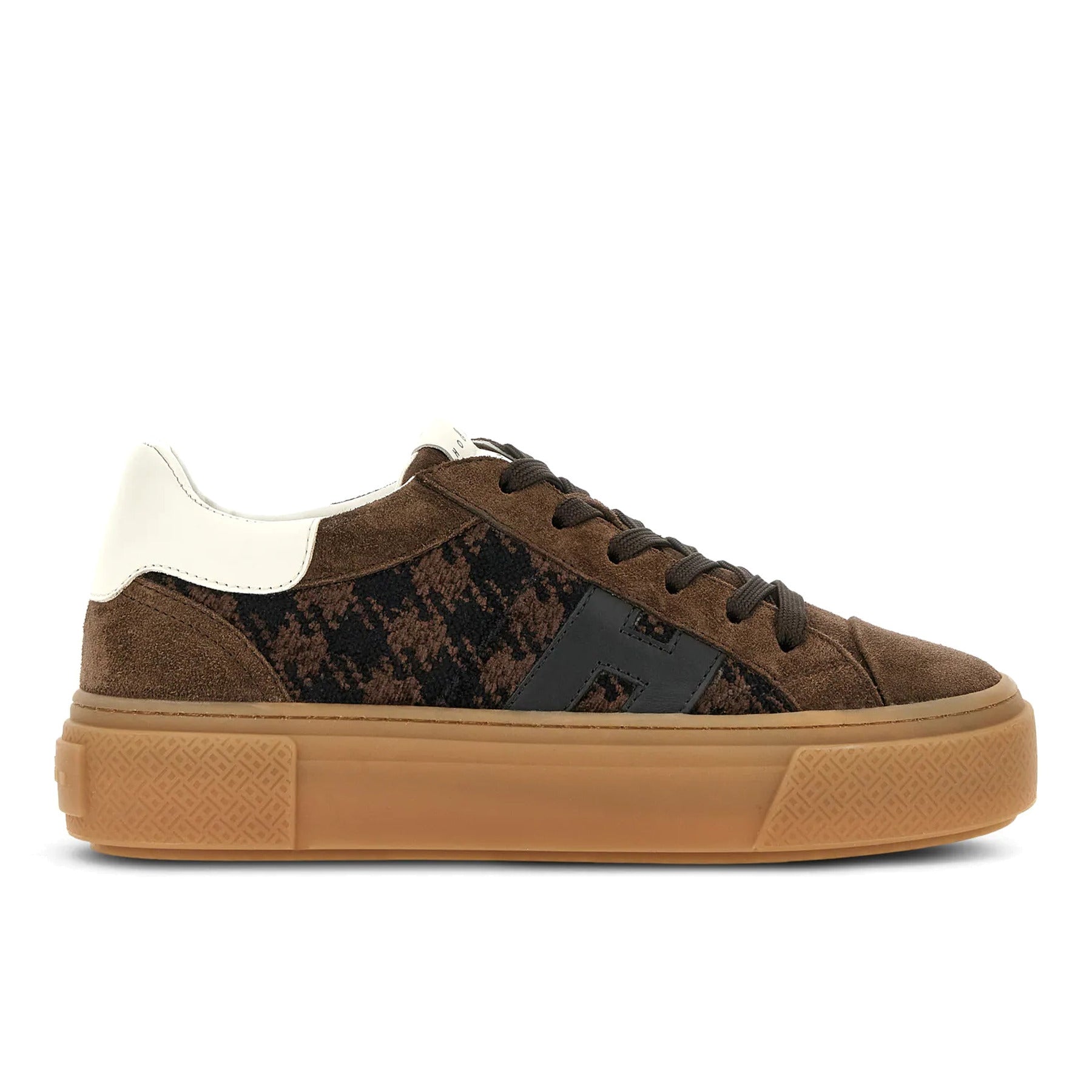 Hogan: Crosswind women's sneakers in brown suede and houndstooth fabric